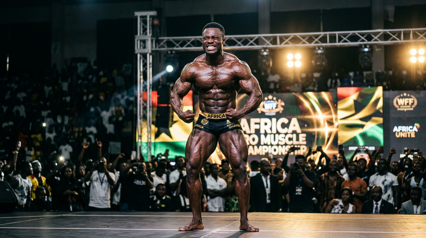 Athlète de bodybuilding africain sur scène