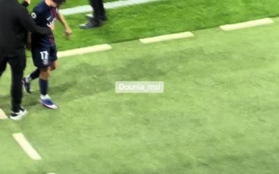 Vitinha sort en boitant — PSG 0-2 OL (via Dounia Mesli @ATS_fr)
