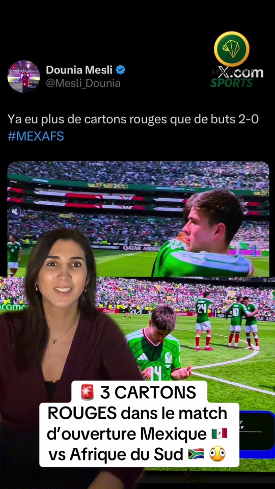 🔴 3 cartons rouges dans Mexique - Afrique du Sud en ouverture du Mondial 2026