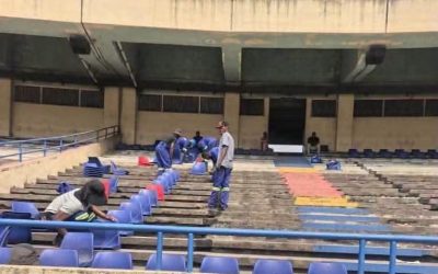 RDC : les tribunes du stade des Martyrs en pleine réhabilitation