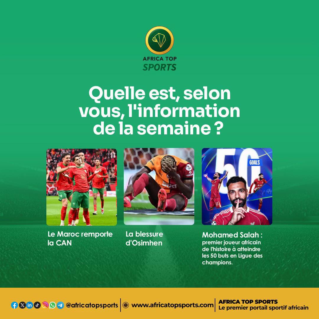 #Africatopsports Une semaine chargée pour tout les passionnés du football africain. Selon vous quel est l'nfo de la s...
