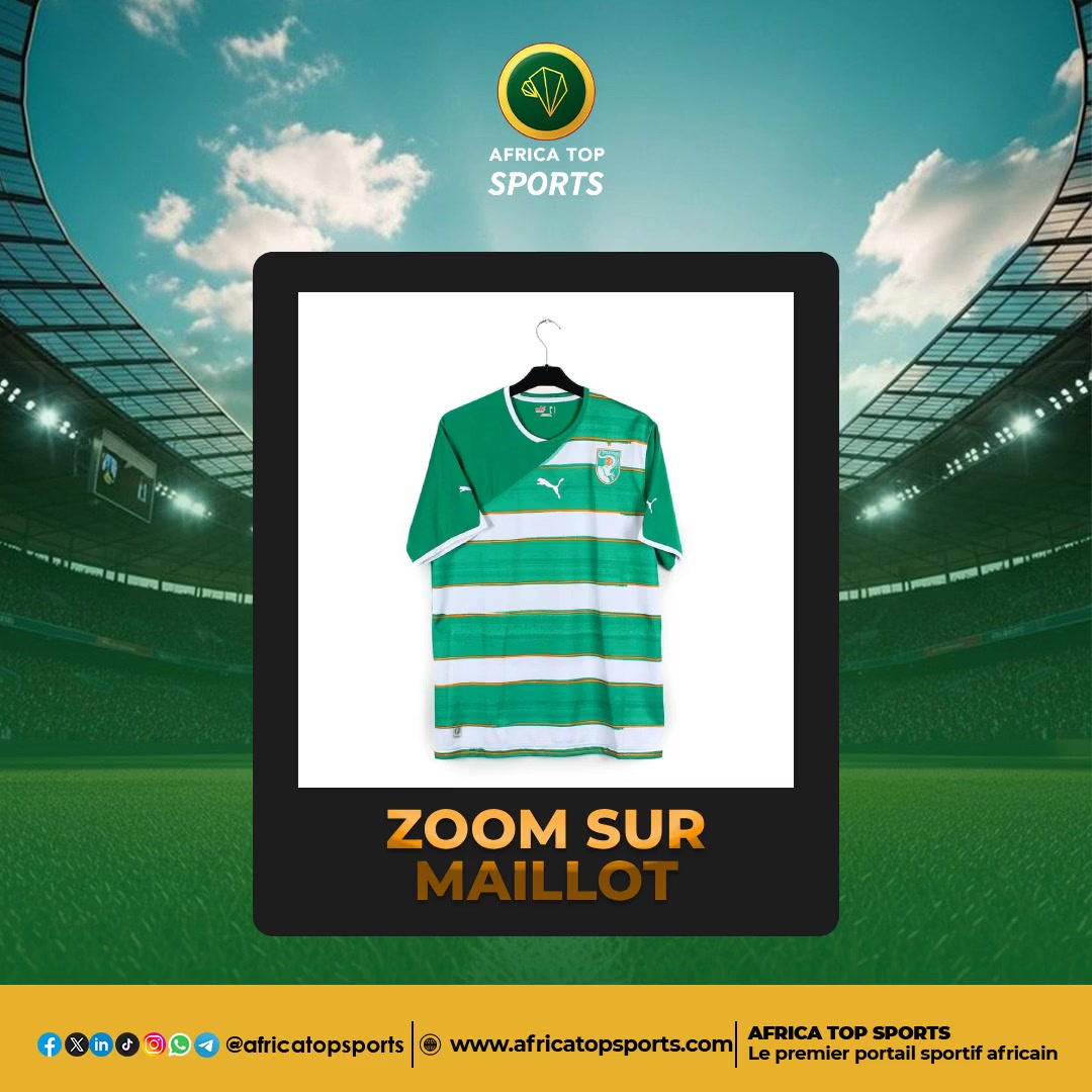 Ce maillot a été porté par les Éléphants de Côte d'Ivoire lors d'une Coupe du Monde. C'était laquelle ? #Africatopspo...