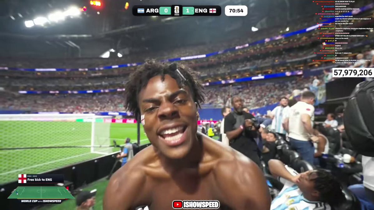 IShowSpeed ciblé par des insultes racistes lors du match Angleterre-Argentine