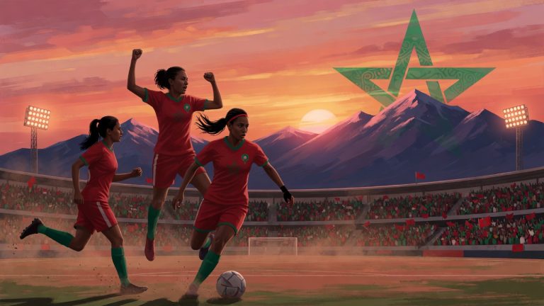Maroc Lionnes de l Atlas - illustration editoriale WAFCON