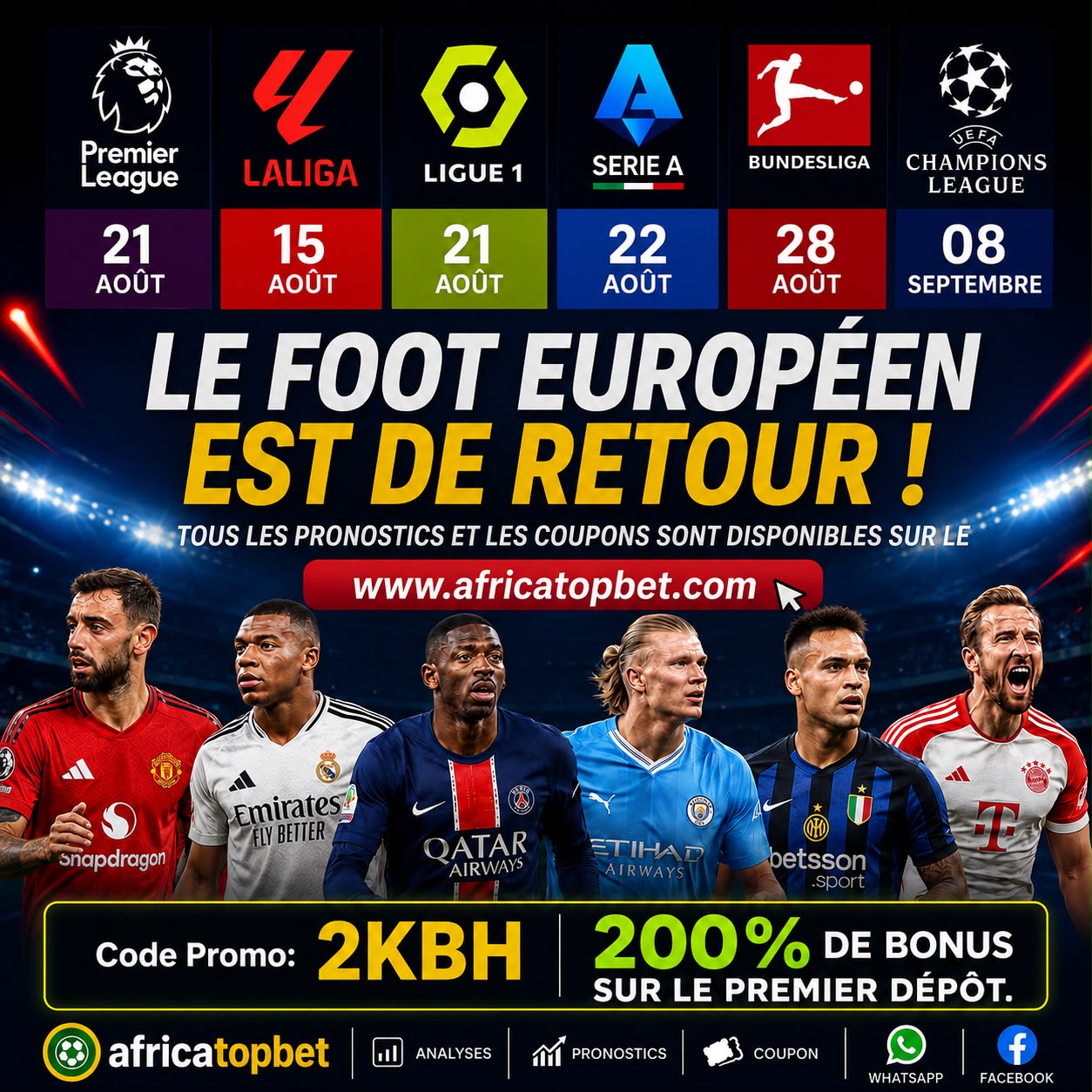 Serie A, Liga, Premier League, Ligue 1, Bundesliga