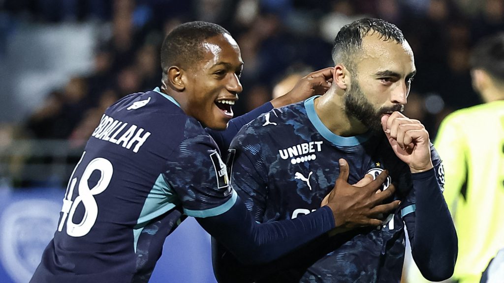 Himad Abelli, buteur avec Marseille face à Troyes lors de la 6è journée de Ligue 1